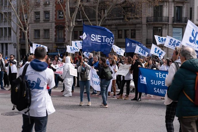 Miembros del Sietess durante la huelga, que se ha suspendido temporalmente.