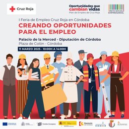 Cartel de la I Feria de Empleo de Cruz Roja en Córdoba.