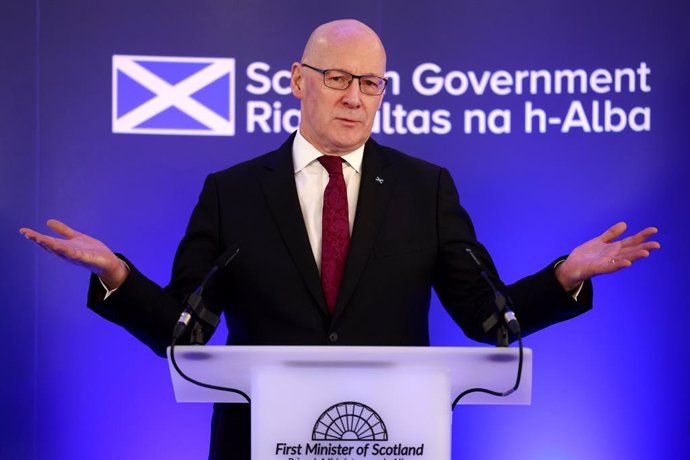 Archivo - 27 November 2024, United Kingdom, Edinburgh: John Swinney, First Minister of Scotland, makes his speech at the Royal Society of Edinburgh. Photo: Jeff J Mitchell/PA Wire/dpa