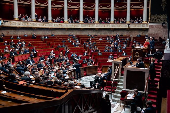 February 19, 2025, Paris, France, France: Deputies attend a session of questions to the government at the National Assembly POLITIQUE, ASSEMBLEE NATIONALE, HEMICYCLE.