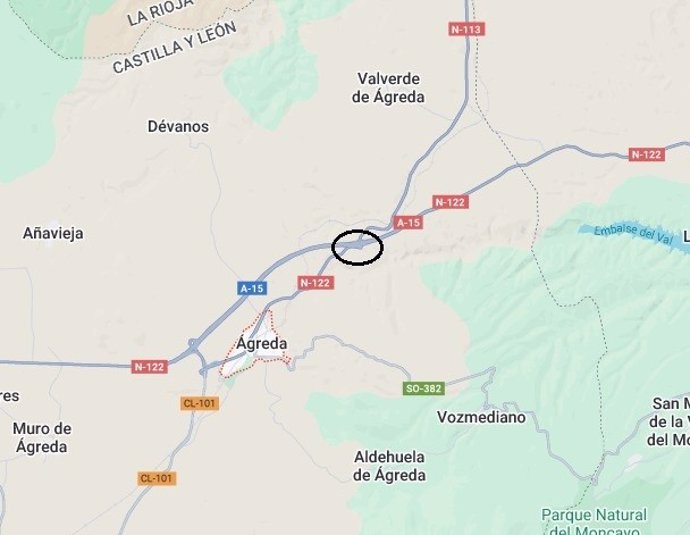 Mapa elaborado por la Subdelegación del Gobierno en Soria con la zona del desvío