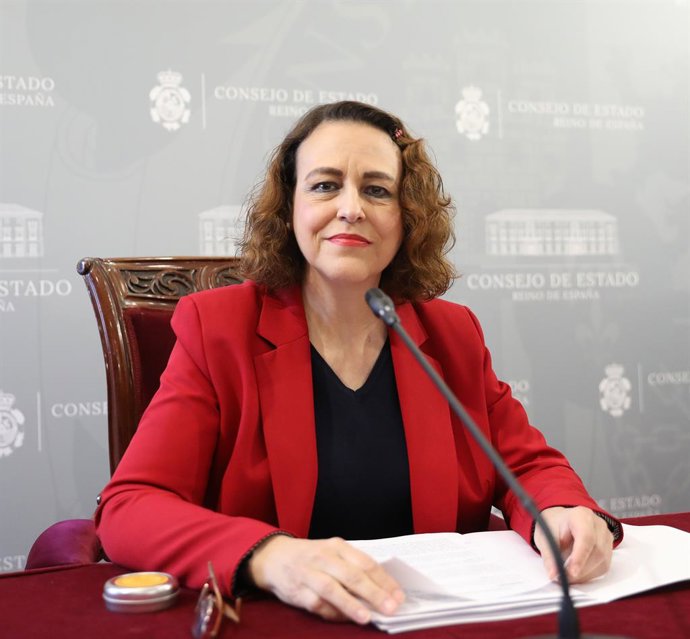 Archivo - Arquivo - A Presidente do Conselho de Estado, Magdalena Valerio, apresenta o Relatório Anual 2021 do Conselho de Estado em uma coletiva de imprensa em Madri (Espanha) em 28 de novembro de 2022. Durante a apresentação do relatório, as principais 