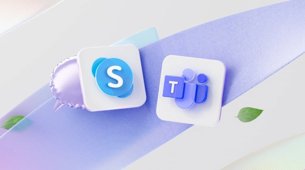 Iconos de los servicios Skype y Teams, ambos de Microsoft
