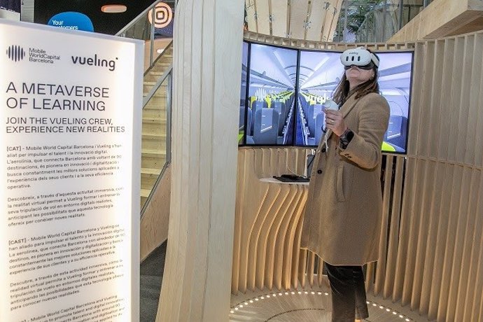 Presentación del sistema de formación virtual de Vueling en el MWC.