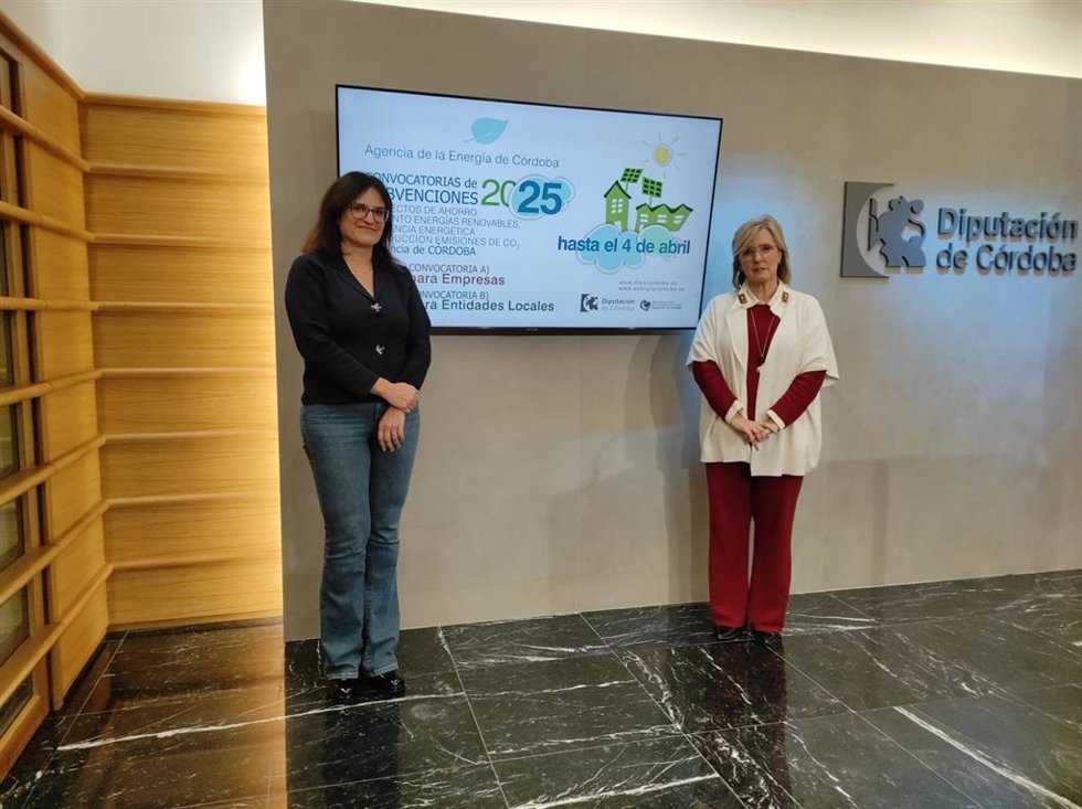 La delegada de Recursos Humanos y Energía y presidenta de la Agencia de la Energía, Tatiana Pozo (dcha.), en la presentación de la convocatoria.