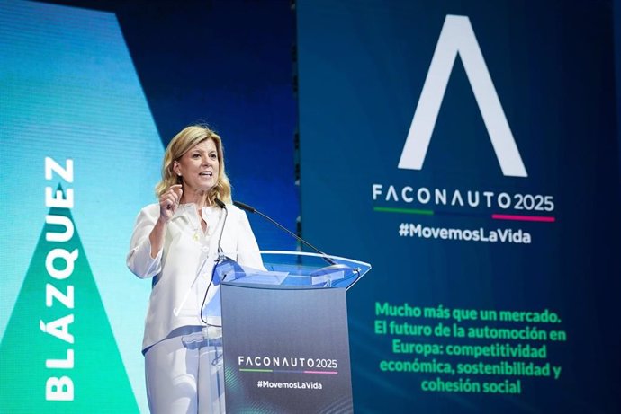 La presidenta de Faconauto, Marta Blázquez, en el Congreso Faconauto 2025, en el Palacio Municipal de Ifeman en Madrid.