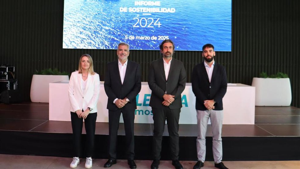 De izquierda a derecha: Pilar Boix, directora de Comunicación de Baleria; Adolfo Utor, presidente de Baleria; Georges Bassoul, director general de Baleria, y Guillermo Utor, vicepresidente de Baleria.