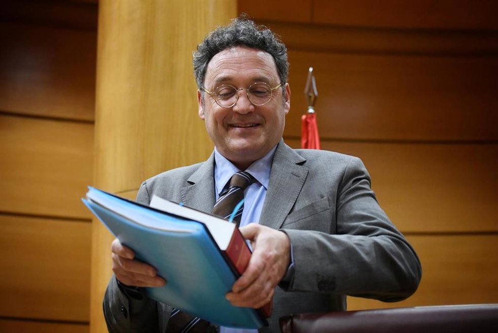 El Fiscal General del Estado, Álvaro García Ortiz, durante su comparecencia en la Comisión de Justicia, en el Senado, a 18 de febrero de 2025, en Madrid (España). García Ortiz comparece para presentar la Memoria anual de la Fiscalía referida a 2023. Es 