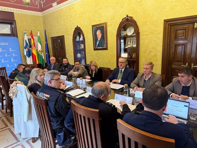 La Junta Local de Seguridad Ciudadana celebrada este miércoles en el Ayuntamiento de Huelva.