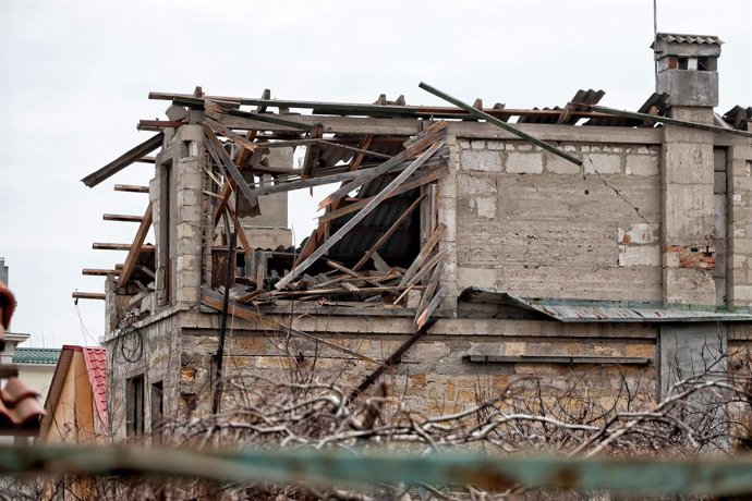 4 de março de 2025, Odesa, Ucrânia: Uma casa destruída como resultado de um ataque de drone russo, em Odesa, Ucrânia, em 4 de março de 2025