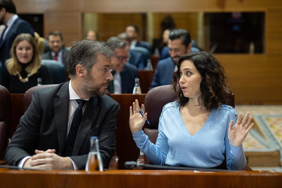 La presidenta de la Comunidad de Madrid, Isabel Díaz Ayuso, en la Asamblea de Madrid.