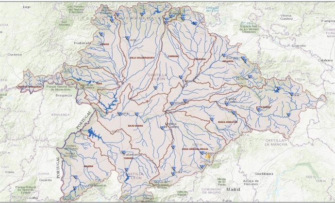 Mapa de la cuenta del Duero.