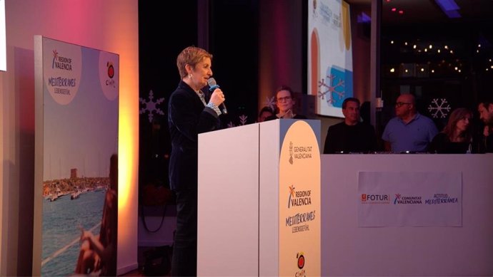 La consellera de Innovación, Industria, Comercio y Turismo, Marián Cano, en una acción promocional turística en Berlín