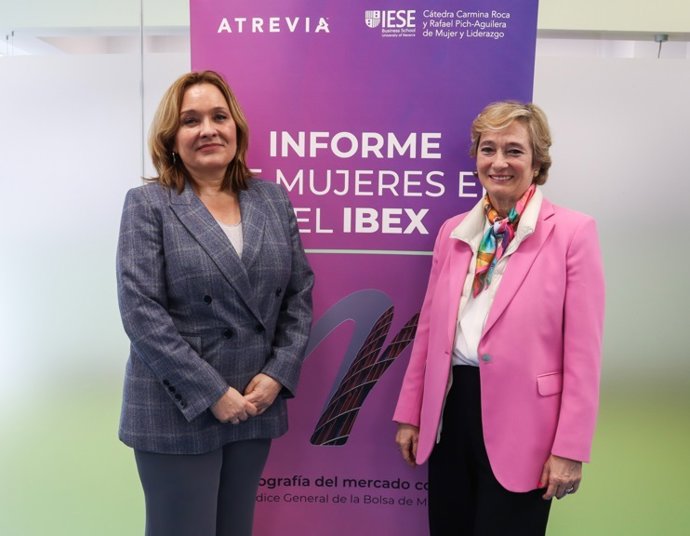 ‘XIII Informe Mujeres En Los Consejos De Administración Del IBEX 35 Y VIII Radiografía Del Mercado Continuo’, De ATREVIA E IESE Business School, Con La CEO Global De ATREVIA, Asunción Soriano, Y La Profesora Del IESE Business School Nuria Chinchilla