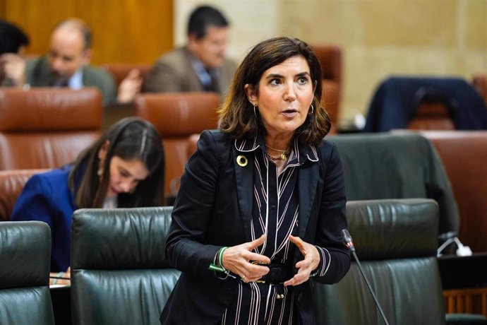 Imagen de la consejera de Empleo, Empresa y Trabajo Autónomo de la Junta de Andalucía, Rocío Blanco, durante el Pleno del Parlamento.