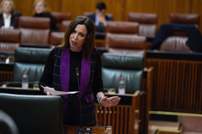 La consejera de Fomento, Rocío Díaz, en la sesión plenaria en el Parlamento autonómico.