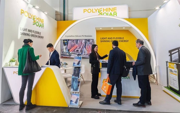 Visitors explore Polyshine Solar's booth