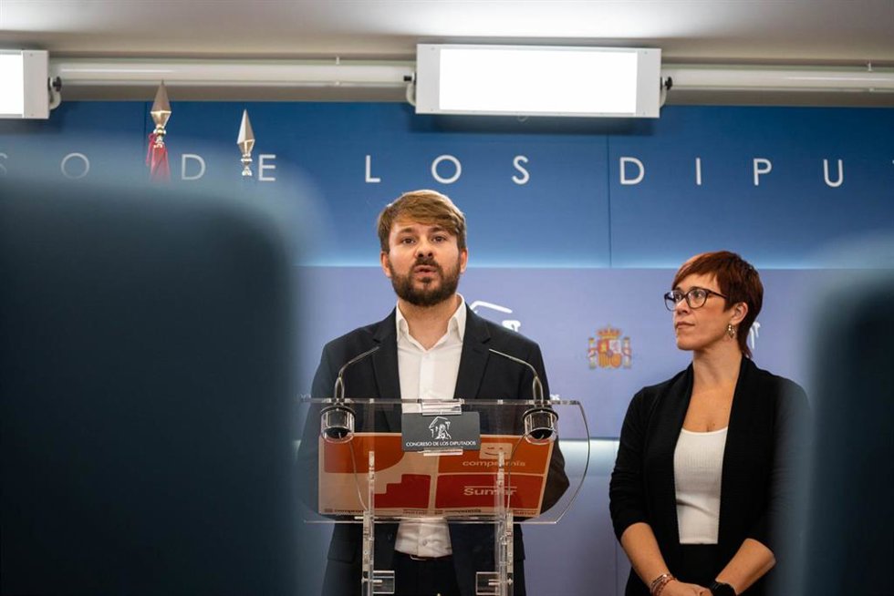 Archivo - La portavoz de Compromís en el Congreso, gueda Micó y el diputado de Compromís-Sumar en el Congreso, Alberto Ibáñez