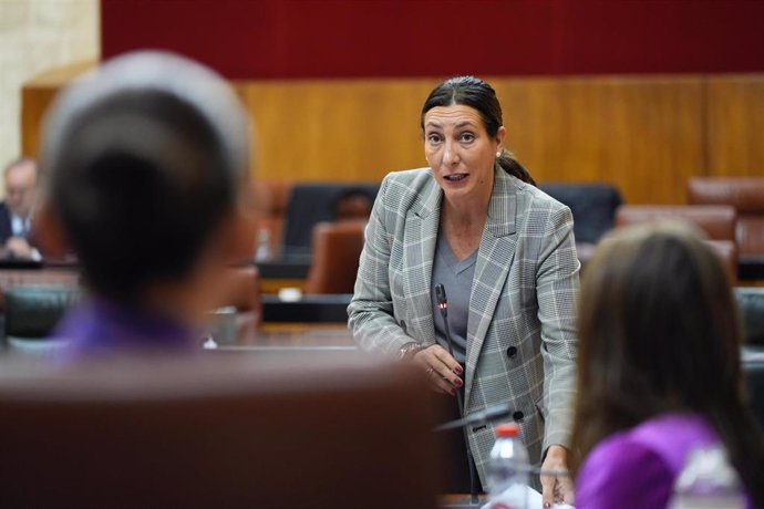 Imagen de la consejera de Inclusión Social, Juventud, Familias e Igualdad de la Junta de Andalucía, Loles López, en el Pleno del Parlamento.