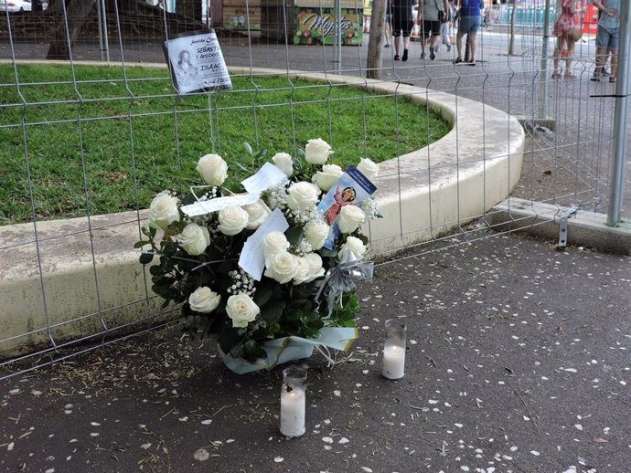 Arreglo floral en memoria del joven fallecido este lunes en el Carnaval de Santa Cruz de Tenerife