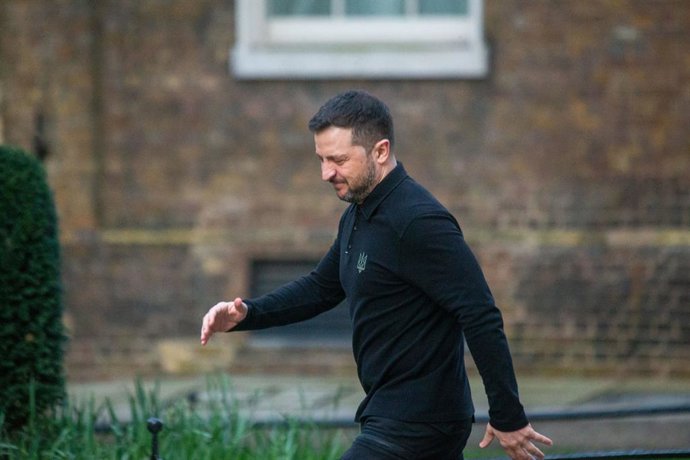 Imagem de arquivo do presidente ucraniano Volodimir Zelenski em Londres.