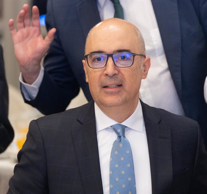 El presidente de Airbus, Francisco Javier Sánchez Segura, durante un desayuno informativo de Nueva Economía Forum, en el Hotel Mandarin Oriental Ritz, a 7 de marzo de 2025, en Madrid (España).