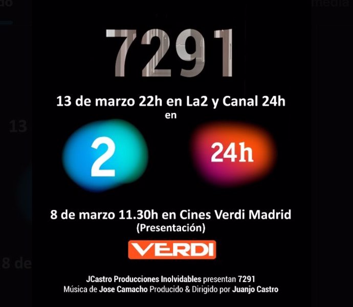 Cartel promocional de la emisión del documental '7.291' en Televisión Española, el 7 de marzo de 2025, en Madrid.