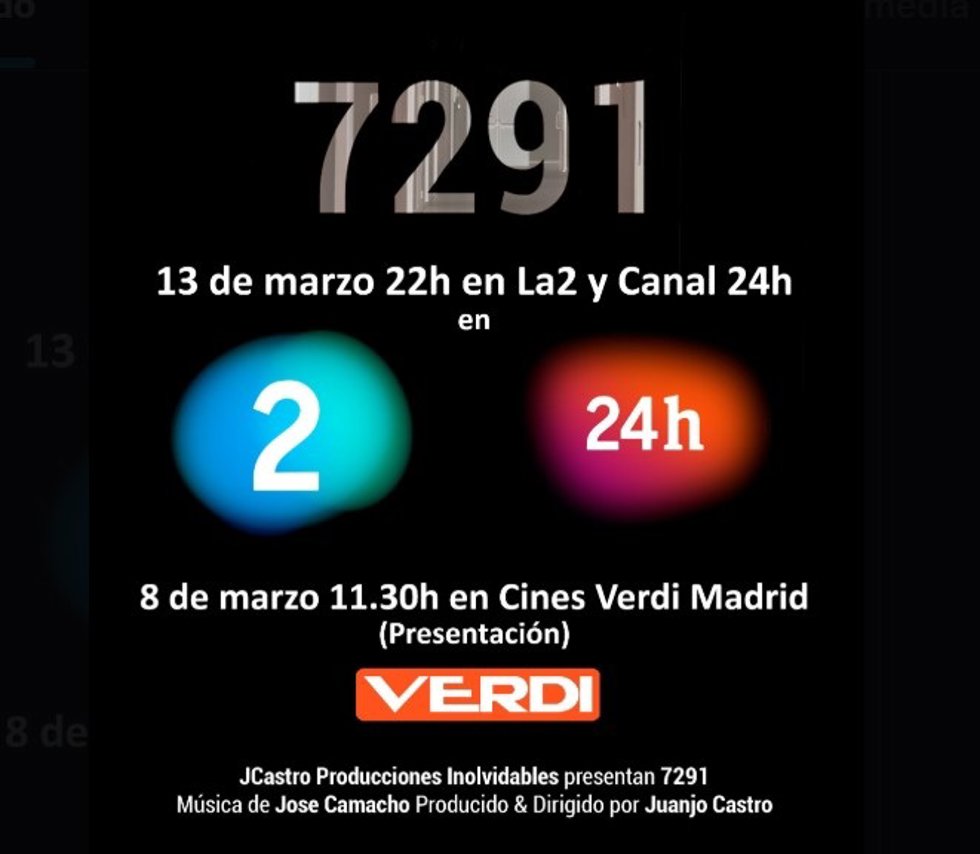 Cartel promocional de la emisión del documental '7.291' en Televisión Española, el 7 de marzo de 2025, en Madrid.