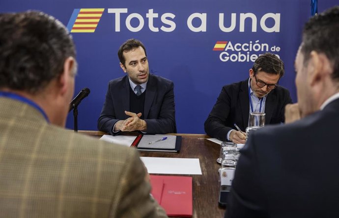 El ministro de Economía, Comercio y Empresa, Carlos Cuerpo, durante una jornada de trabajo con asociaciones empresariales, en la Delegación del Gobierno en la Comunidad Valenciana, a 7 de marzo de 2025, en Valencia, Comunidad Valenciana (España). 