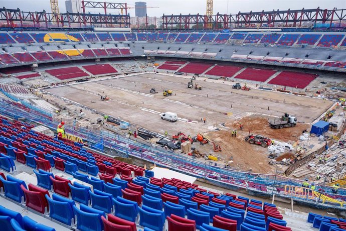 Interior del Spotify Camp Nou a principios de marzo de 2025