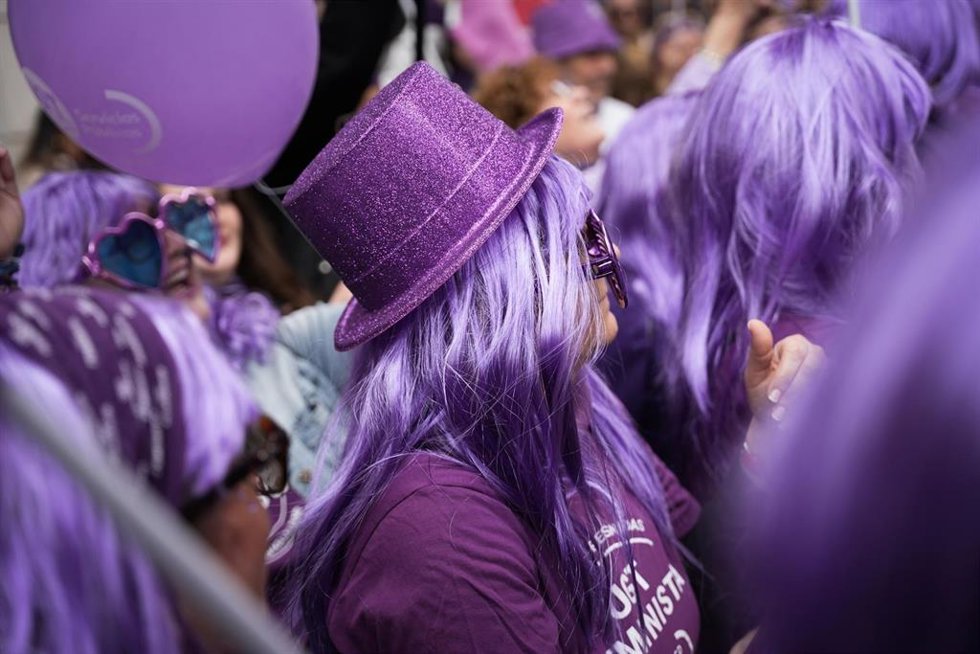 Mujeres durante las manifestaciones con motivo del 8M. 