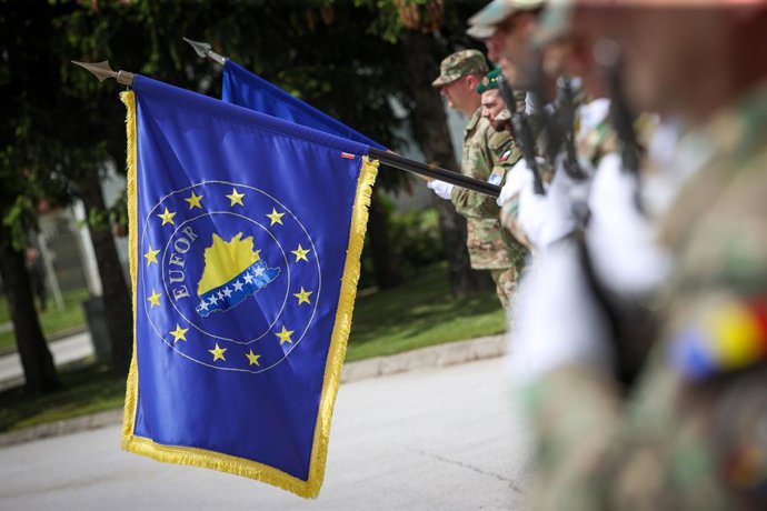 Archivo - May 17, 2023, SARAJEVO, BOSNIA AND HERZEGOVINA: Illustration picture shows EUFOR Troup before a meeting in Sarajevo, in Sarajevo, Bosnia_Herzegovina, part of a working visit of the Belgian Foreign Minister to the Balkan region, Wednesday 17 May 