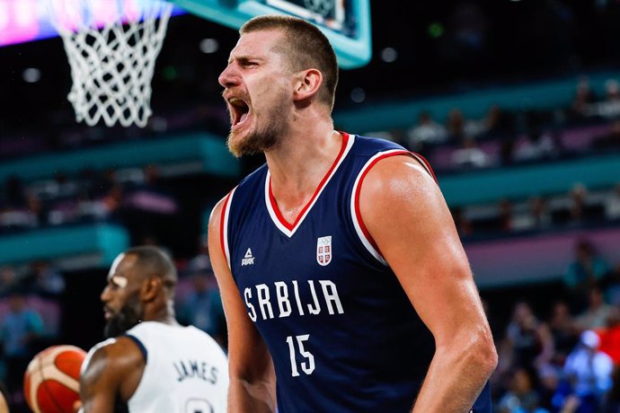 Archivo - Nikola Jokic of Serbia reacts during the Men's Semifinal Basketball match between United States and Serbia at Bercy Arena during the Paris 2024 Olympics Games on August 8, 2024 in Paris, France.