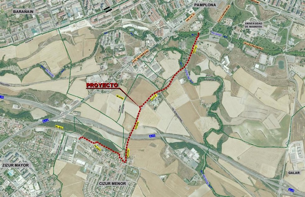 Archivo - Plano del carril bici entre Pamplona y Cizur Menor.