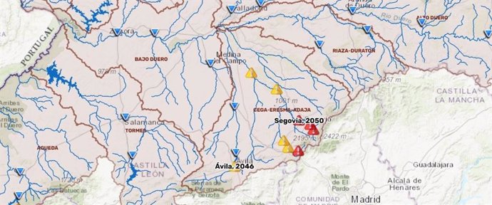 Avisos de ríos de la CHD