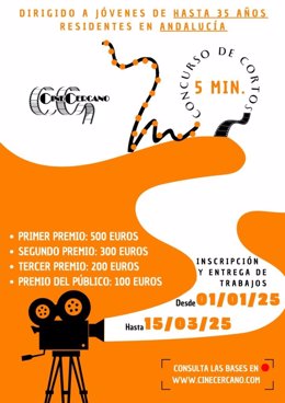 Archivo - Cartel del II Concurso de Cortos que organiza CineCercano en Córdoba.