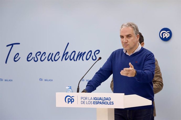 Archivo - El vicesecretario de Coordinación Autonómica, Local y Análisis Electoral del PP y diputado nacional por Málaga, Elías Bendodo, en una imagen de archivo.
