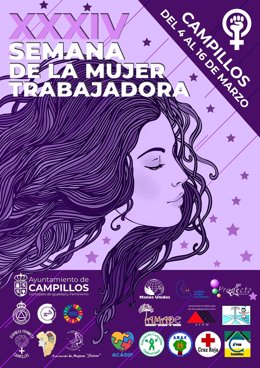 Cartel con las actividades organizadas por el Ayuntamiento de Campillos en la Semana de la Mujer 2025.