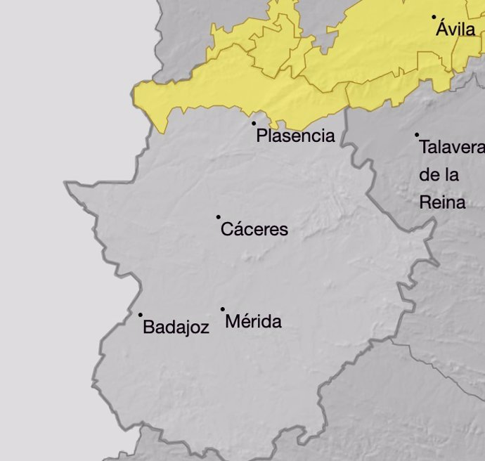 El norte de Cáceres permanecerá en alerta amarilla por lluvias este domingo, 9 de marzo