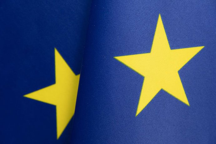 Archivo - Arquivo - 28 de janeiro de 2025, Bruxelas, Bruxelas, Bélgica: Detalhes da bandeira europeia