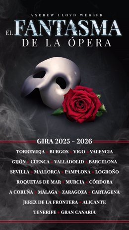 El musical 'El Fantasma de la Ópera' recorrerá España en su gira 2025-2026.