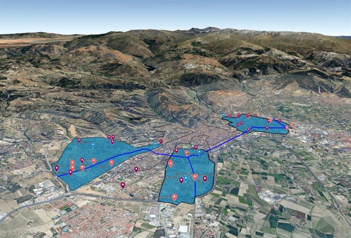 Zonas de actuación del proyecto de reequilibrio urbano.