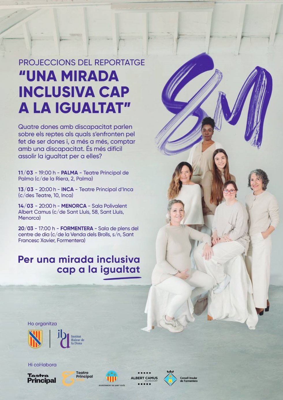 IbDona estrena el martes el reportaje 'Una mirada inclusiva cap a la igualtat' en el Teatre Principal, con motivo del 8M