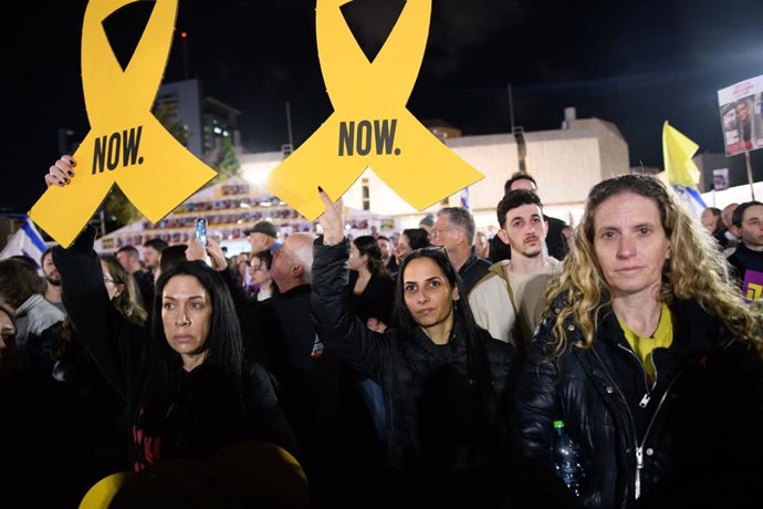 Manifestación por la liberación de los rehenes en Tel Aviv