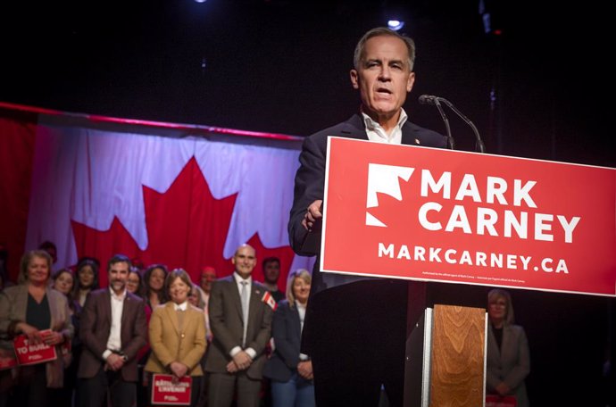 March 6, 2025, Montreal, Pq, CANADA: Liberal Party of Canada leadership candidate Mark Carney addresses supporters in Montreal on Thursday, March 6, 2025.