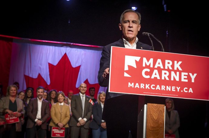6 de março de 2025, Montreal, Pq, CANADÁ: O candidato à liderança do Partido Liberal do Canadá, Mark Carney, discursa para apoiadores em Montreal na quinta-feira, 6 de março de 2025.