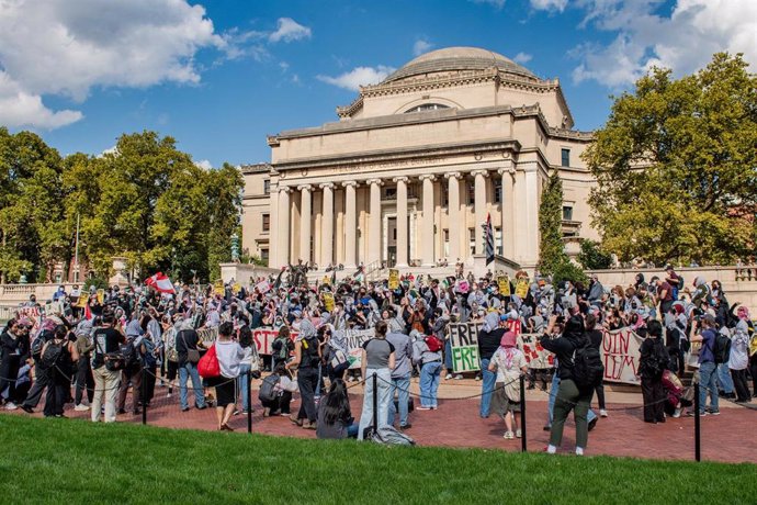 Archivo - Imagen de archivo de una manifestación estudiantil propalestina en la Universidad de Columbia  