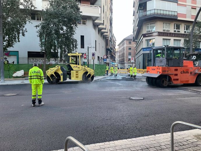 Obras en la Gran Vía de Murcia