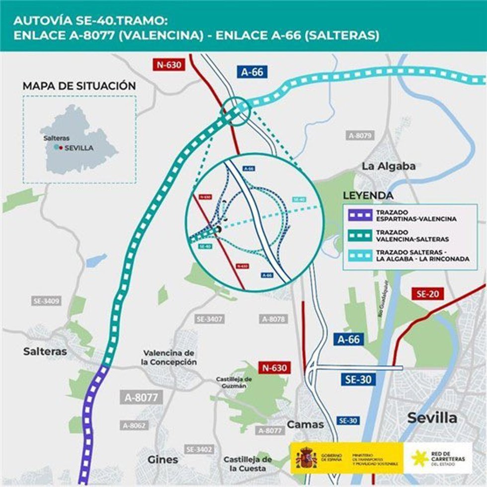 Plano con el tramo de la SE-40 objeto de la licitación.