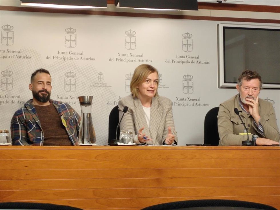 La diputada del Grupo Mixto en la Junta General, Covadonga Tomé, junto a representantes de COAG
